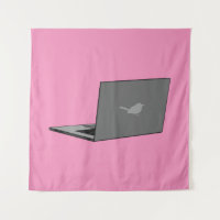 Portable gris avec logo d'oiseau