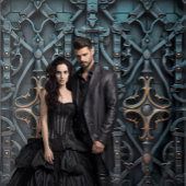 Tenture Porte carrée en noir et bronze gothique Moody