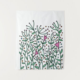Tenture Porte-clés aimanté avec fleurs dessinées à la main