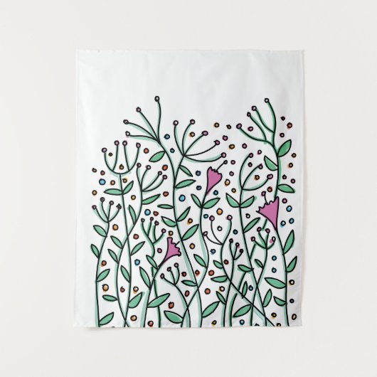 Tenture Porte-clés aimanté avec fleurs dessinées à la main (Devant)