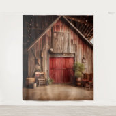 Tenture Porte de la grange rouge rustique suspendue (Devant)