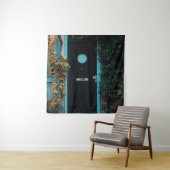 TENTURE PORTE EN BOIS VERT AVEC VERRE (En situation)