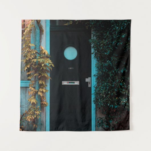 TENTURE PORTE EN BOIS VERT AVEC VERRE (Devant)