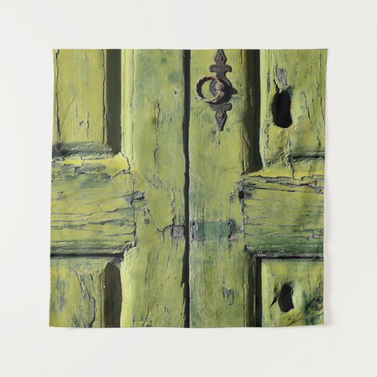 Tenture Porte fermée en bois brun à deux panneaux (Devant)