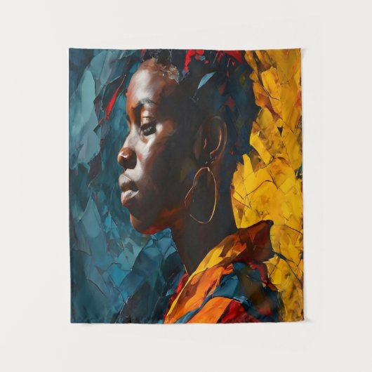 Tenture Portrait Abstrait Gras Expressionnisme Vibrant Art (Devant)