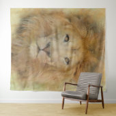 Tenture Portrait d'aquarelle du lion d'Afrique (En situation (horizontale))