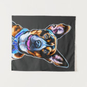 Tenture Portrait de chien à l'aquarelle peint à la main, C (Devant (Horizontal))