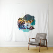Tenture Portrait de chien de style Art d'encre (En situation (horizontale))