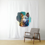 Tenture Portrait de chien de style Art d'encre (En situation)