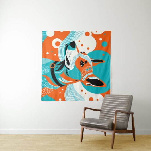 Tenture Portrait de chien joyeux (En situation (horizontale))