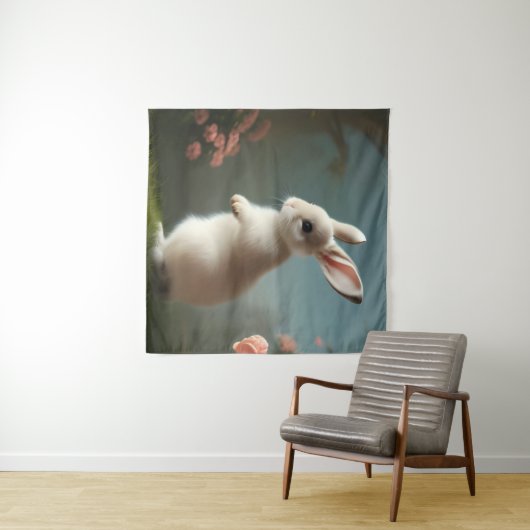 Tenture Portrait de lapin mignon (En situation (horizontale))
