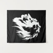 Tenture Portrait de Lion (blanc) (Devant (Horizontal))