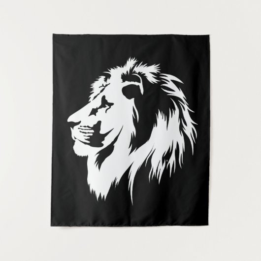 Tenture Portrait de Lion (blanc) (Devant)