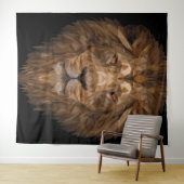 Tenture Portrait de lion géométrique (En situation (horizontale))