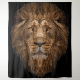 Tenture Portrait de lion géométrique