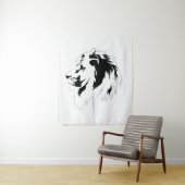 Tenture Portrait de lion (noir) (En situation)