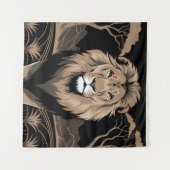 Tenture Portrait de lion vintage (Devant (Horizontal))