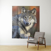 Tenture Portrait de loup étonnant (En situation)