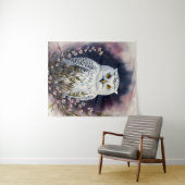 Tenture Portrait de nuit Floral de la Chouette blanche (En situation (horizontale))