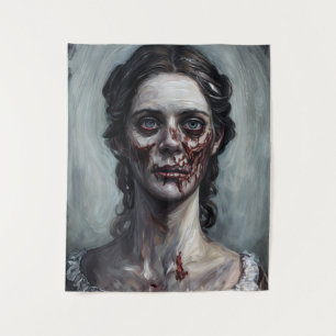 Tenture Portrait d'horreur de femme Zombie