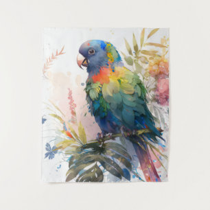 Tenture Portrait d'oiseaux perroquets Peinture animale Fau