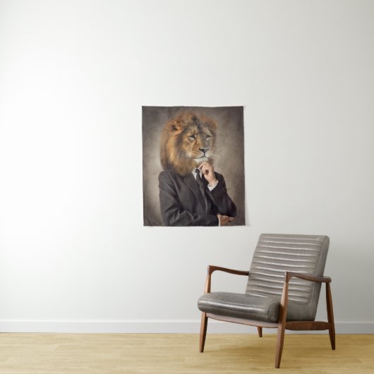 Tenture Portrait d'un lion (En situation)
