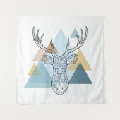 Tenture Portrait géométrique de cerfs communs (Devant)