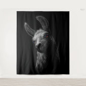 Tenture Portrait Head Cute Llama avec Arrière - plan noir (Devant)