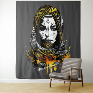 Tenture Portrait Intriguant de Femme Tribale