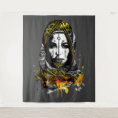 Tenture Portrait Intriguant de Femme Tribale (Devant)