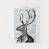 Tenture Portrait noir et blanc de cerfs (Devant)