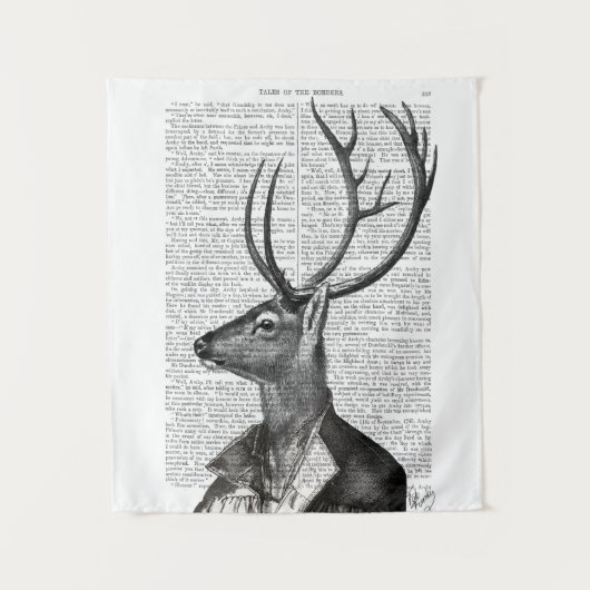 Tenture Portrait noir et blanc de cerfs (Devant)