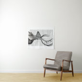 Tenture Portrait noir et blanc de cerfs (En situation (horizontale))