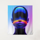 Tenture Portrait Pixel Art Futuriste – Abstrait Numérique (Devant)