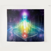 Tenture pose Abstraite de lotus yoga humanoïde avec chakra (Devant (Horizontal))