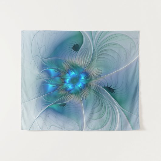 Tenture Position, Abstrait bleu turquoise fractal (Devant (Horizontal))