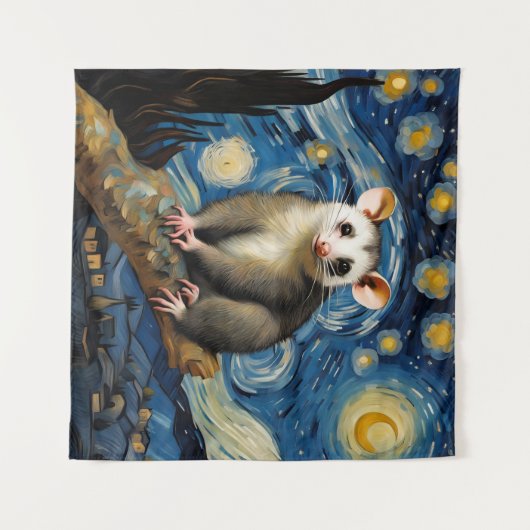 Tenture Possum dans la nuit étoilée (Devant (Horizontal))