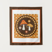 Tenture Poster de champignons et de fleurs rétro doux (Devant)