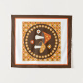 Tenture Poster de champignons et de fleurs rétro doux (Devant (Horizontal))