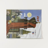 Tenture Poster du Vintage voyage Fly Paris France (Devant (Horizontal))
