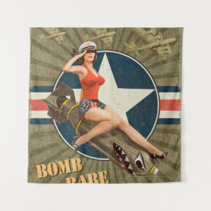 Tenture Poster vintage avec une petite fille sur la bombe.