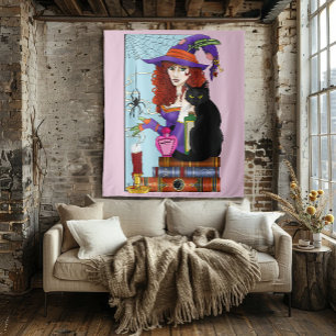 Tenture Potions de sorcières de livres de chats