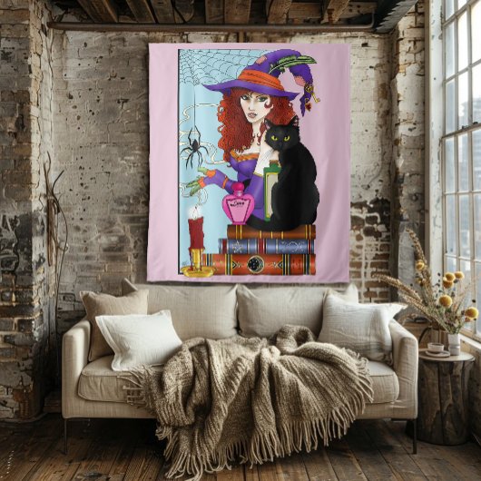 Tenture Potions de sorcières de livres de chats