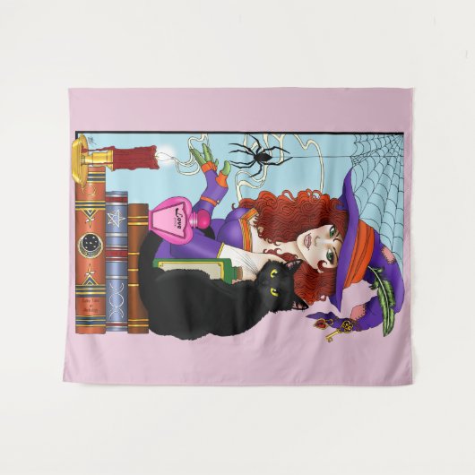 Tenture Potions de sorcières de livres de chats (Devant (Horizontal))