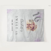 Tenture Poudre de glitter photo argent violet Sweet 16 de  (Devant (Horizontal))