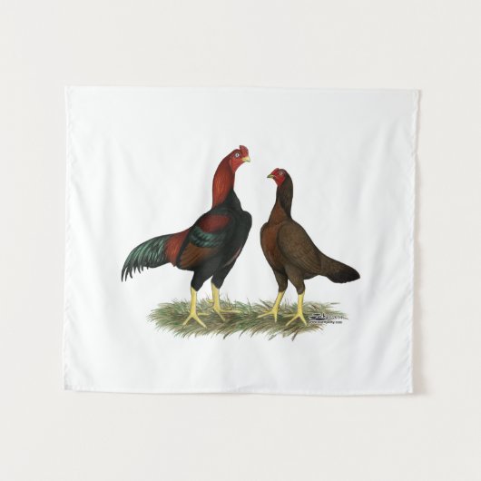 Tenture Poules Aseel Black Red (Devant (Horizontal))