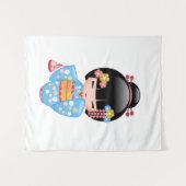 Tenture Poupée Maiko Kokeshi - Cute Japonaise Geisha Girl (Devant (Horizontal))