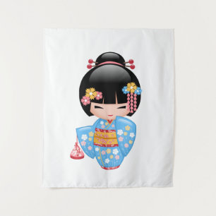 Tenture Poupée Maiko Kokeshi - Jolie Fille Geisha Japonais