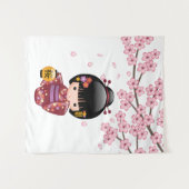 Tenture Poupée Sakura Kokeshi - jolie fille japonaise Geis (Devant (Horizontal))