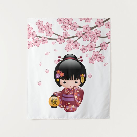 Tenture Poupée Sakura Kokeshi - jolie fille japonaise Geis (Devant)